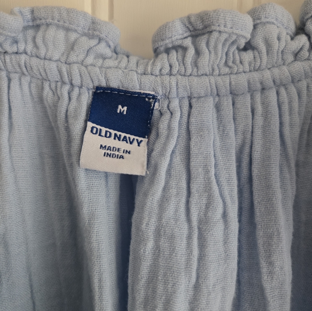 Old Navy Baby Blue Gauze Flutter Sleeve Knee Length Dress - Picture 4 of 7